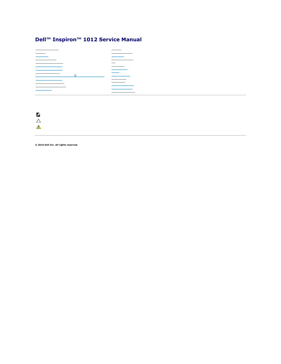 Dell Inspiron Mini 10 (1012, Late 2009) User Manual | 56 pages