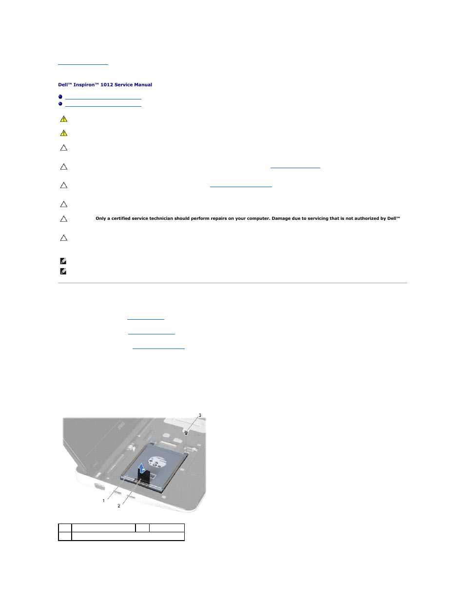 Hard-drive assembly, Removing the hard-drive assembly | Dell Inspiron Mini 10 (1012, Late 2009) User Manual | Page 22 / 56