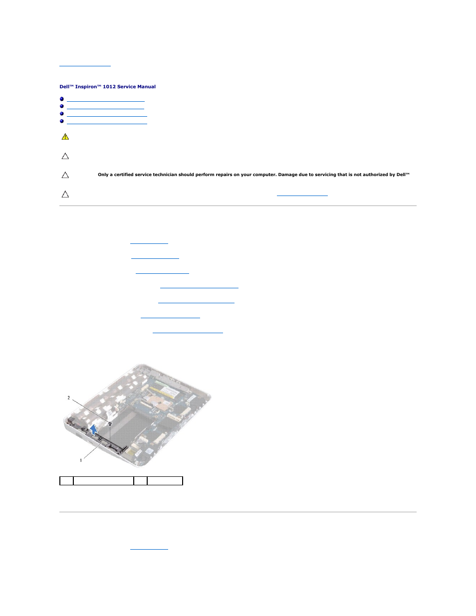 Support bracket(s), Removing the left support bracket, Replacing the left support bracket | Dell Inspiron Mini 10 (1012, Late 2009) User Manual | Page 46 / 56