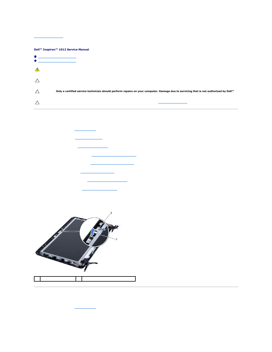 Camera module, Removing the camera module, Replacing the camera module | Dell Inspiron Mini 10 (1012, Late 2009) User Manual | Page 8 / 56