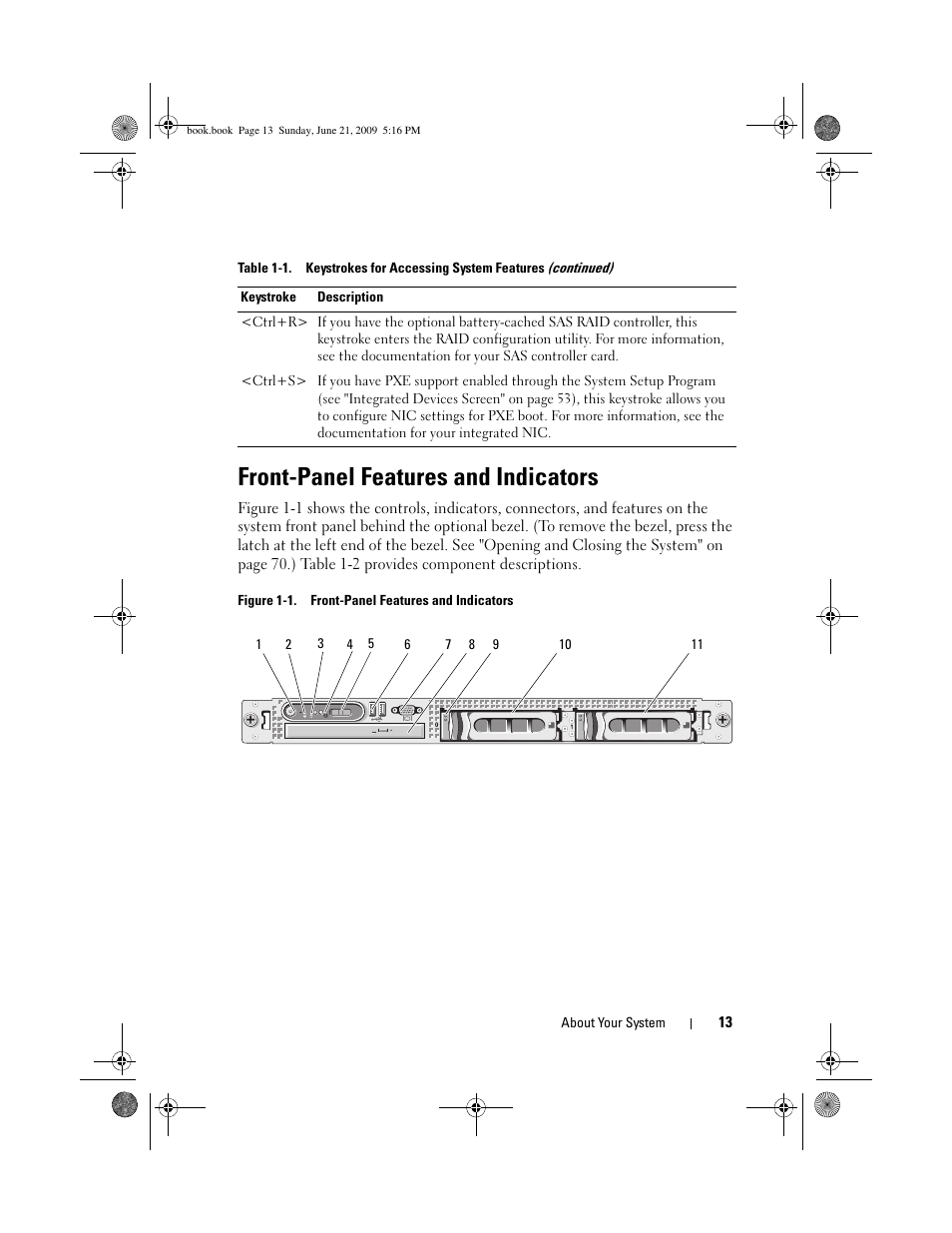 Front-panel features and indicators | Dell PowerEdge R300 User Manual | Page 13 / 186