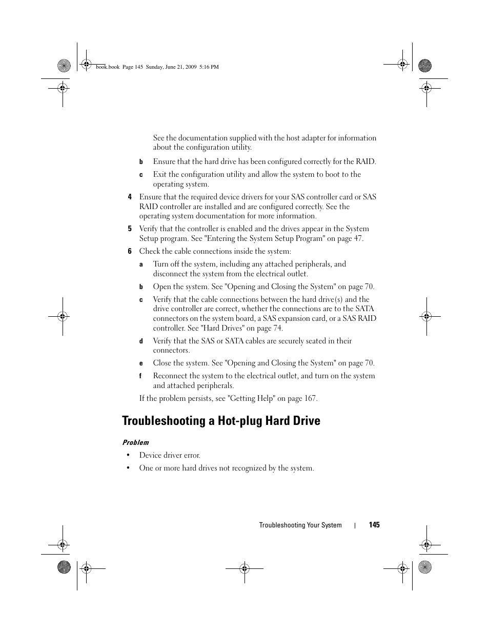 Troubleshooting a hot-plug hard drive | Dell PowerEdge R300 User Manual | Page 145 / 186