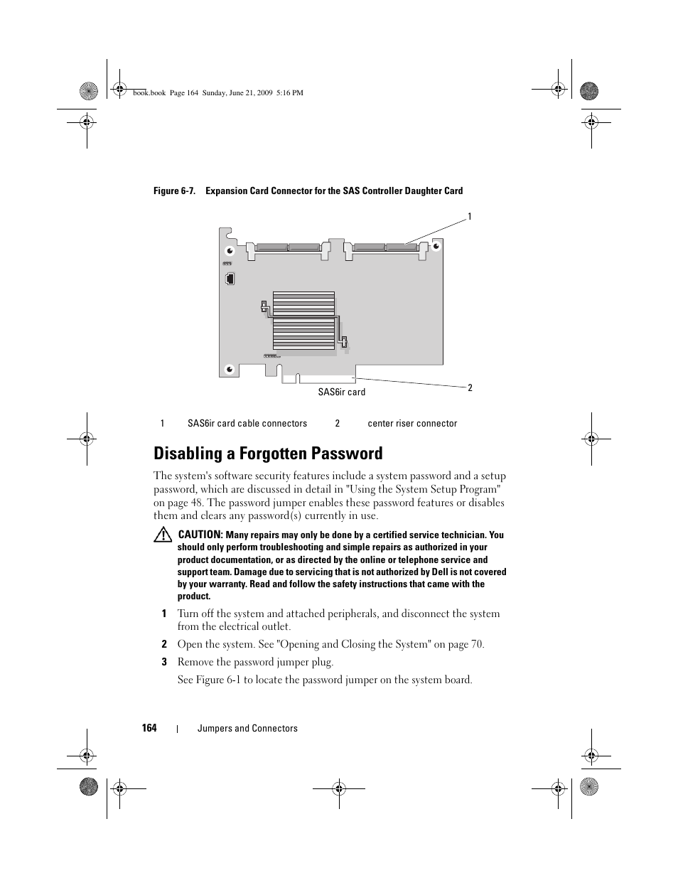 Disabling a forgotten password | Dell PowerEdge R300 User Manual | Page 164 / 186
