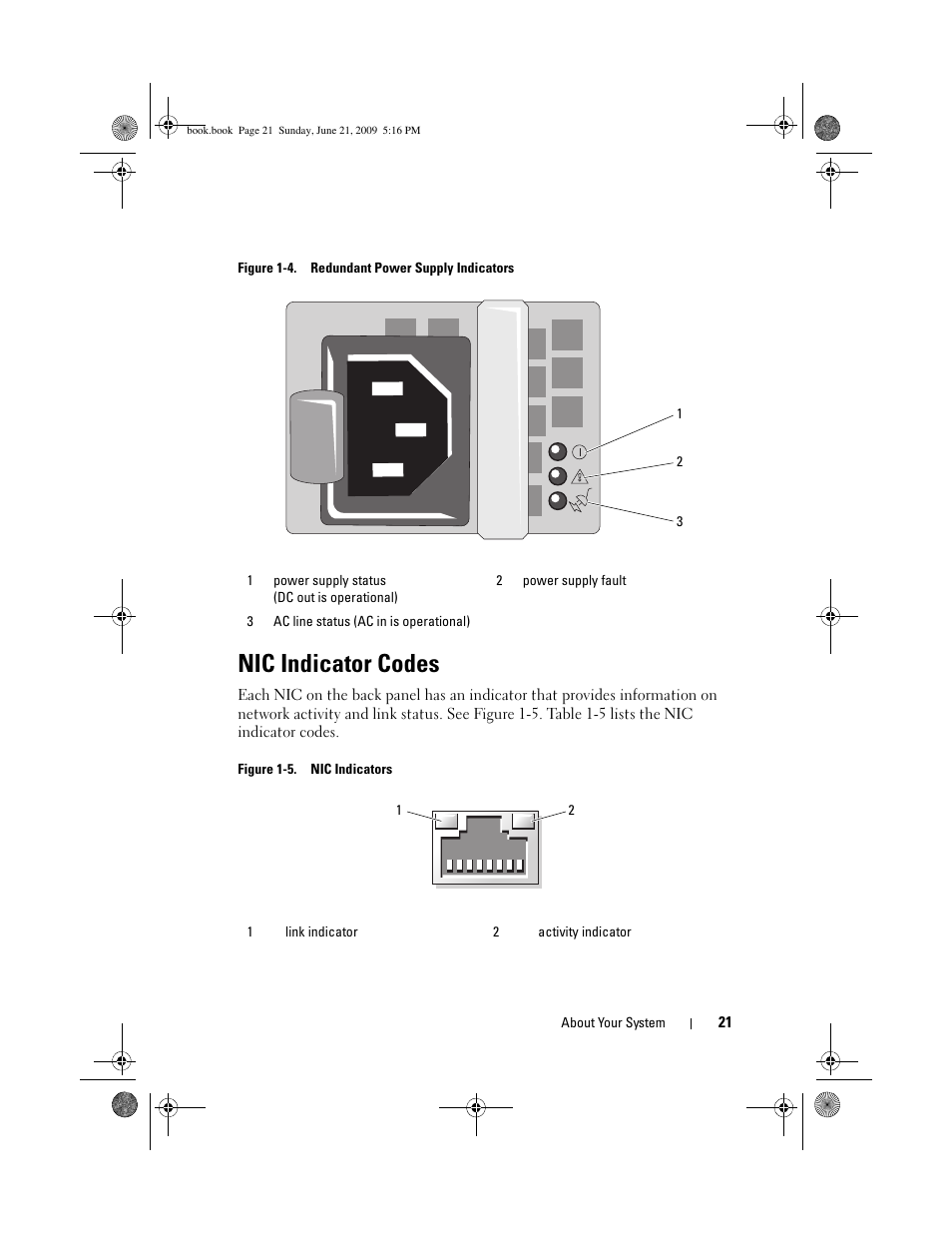 Nic indicator codes | Dell PowerEdge R300 User Manual | Page 21 / 186