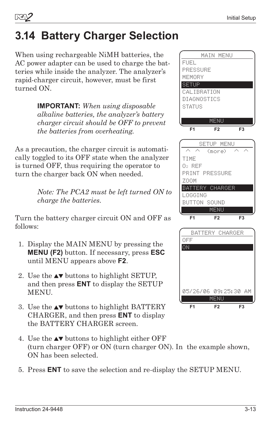 14 battery charger selecton -13, 14 battery charger selection | Bacharach PCA 2 24-9448 User Manual | Page 33 / 108