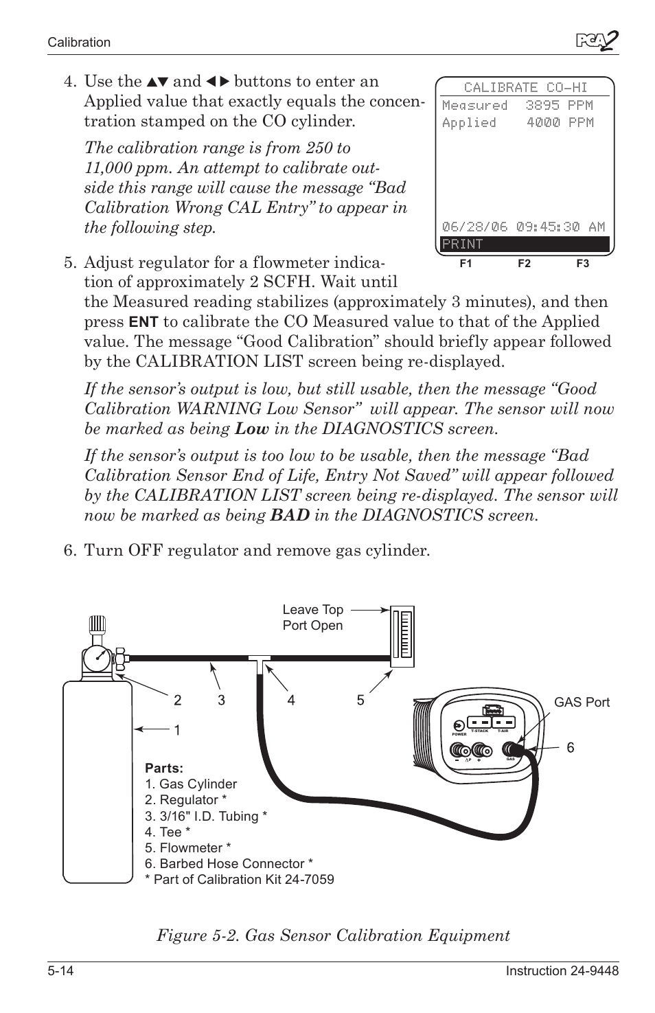 Figure 5-2. gas sensor calibration equipment | Bacharach PCA 2 24-9448 User Manual | Page 80 / 108