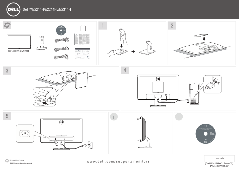 Dell E2214Hv Monitor China Only User Manual | 1 page