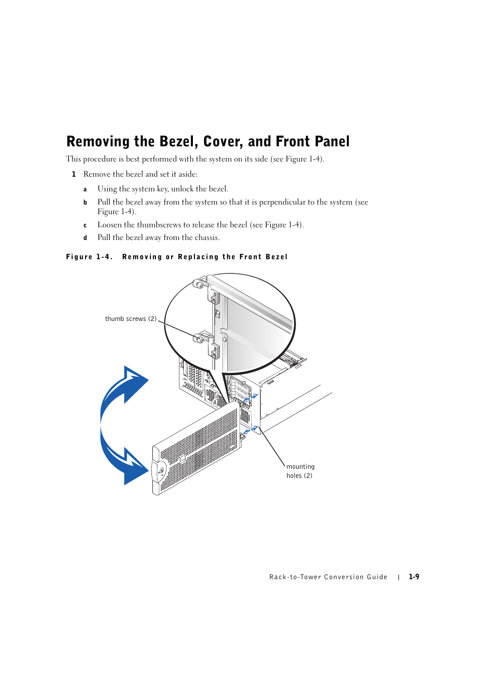 Removing the bezel, cover, and front panel, Removing the bezel, cover, and front panel -9 | Dell PowerEdge 2600 User Manual | Page 13 / 90