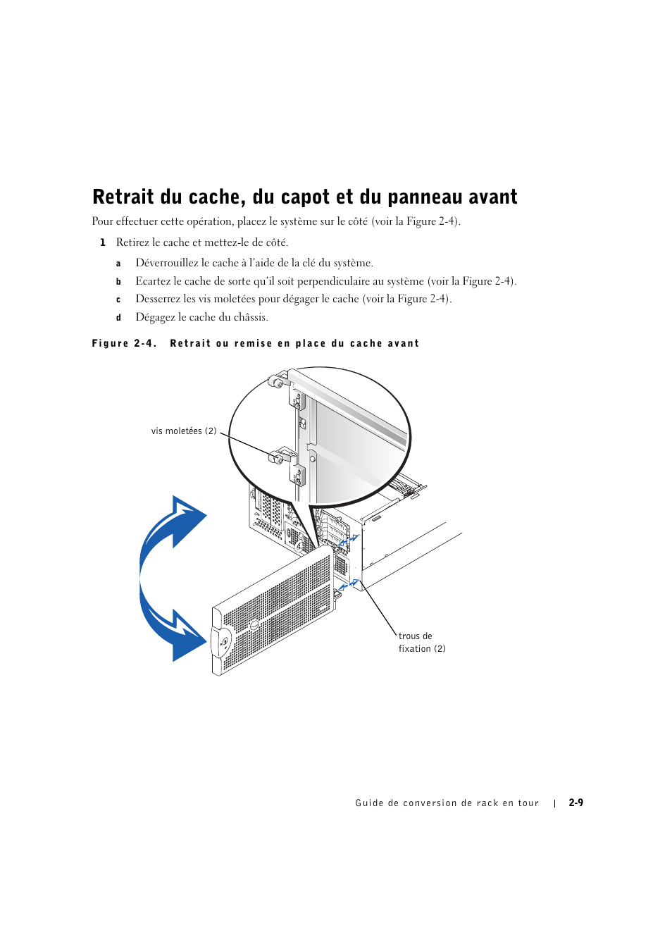 Retrait du cache, du capot et du panneau avant, Retrait du cache, du capot et du panneau avant -9 | Dell PowerEdge 2600 User Manual | Page 31 / 90