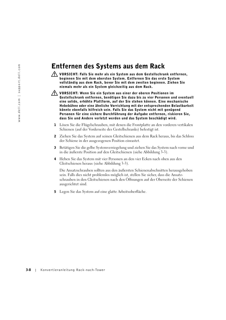 Entfernen des systems aus dem rack | Dell PowerEdge 2600 User Manual | Page 48 / 90