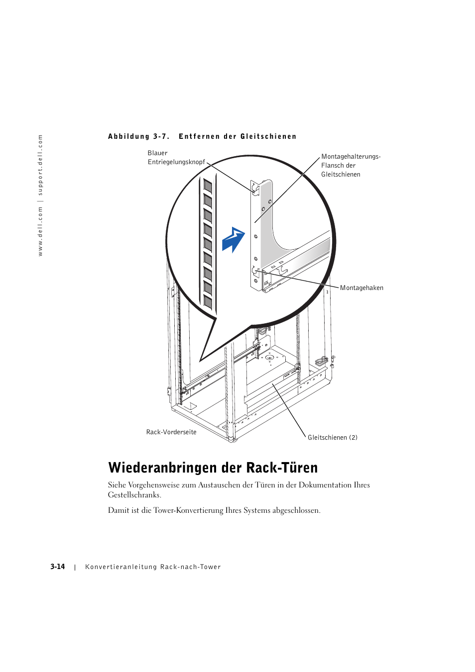 Wiederanbringen der rack-türen, Abnehmen der rack-türen -6 | Dell PowerEdge 2600 User Manual | Page 54 / 90