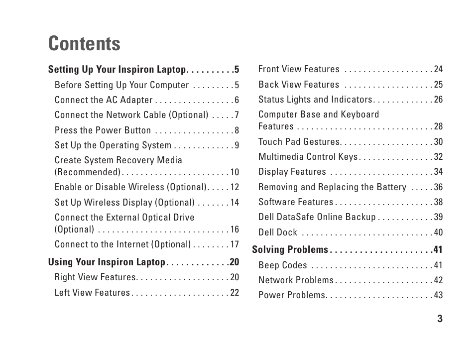 Dell Inspiron 13 (N3010, Mid 2010) User Manual | Page 5 / 90