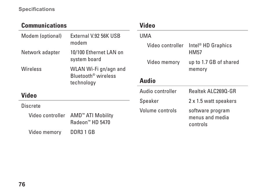 Dell Inspiron 13 (N3010, Mid 2010) User Manual | Page 78 / 90