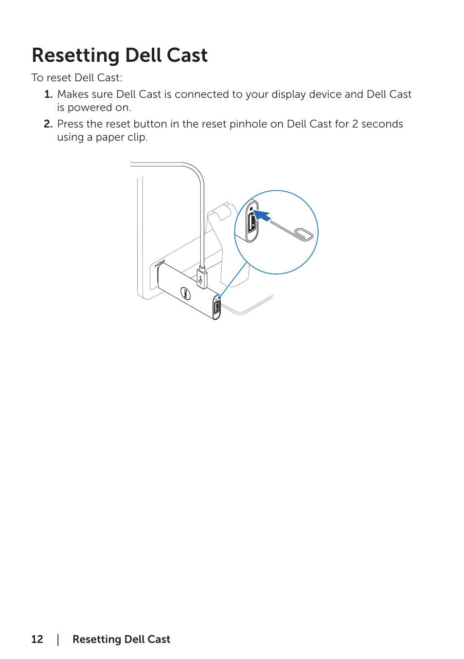 Resetting dell cast | Dell Cast User Manual | Page 12 / 16