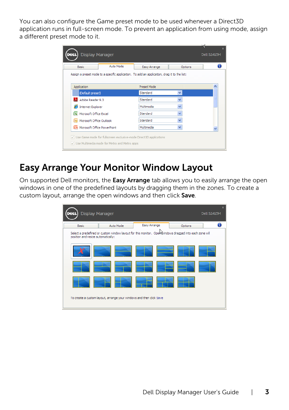 Easy arrange your monitor window layout | Dell S2415H Monitor User Manual | Page 3 / 4