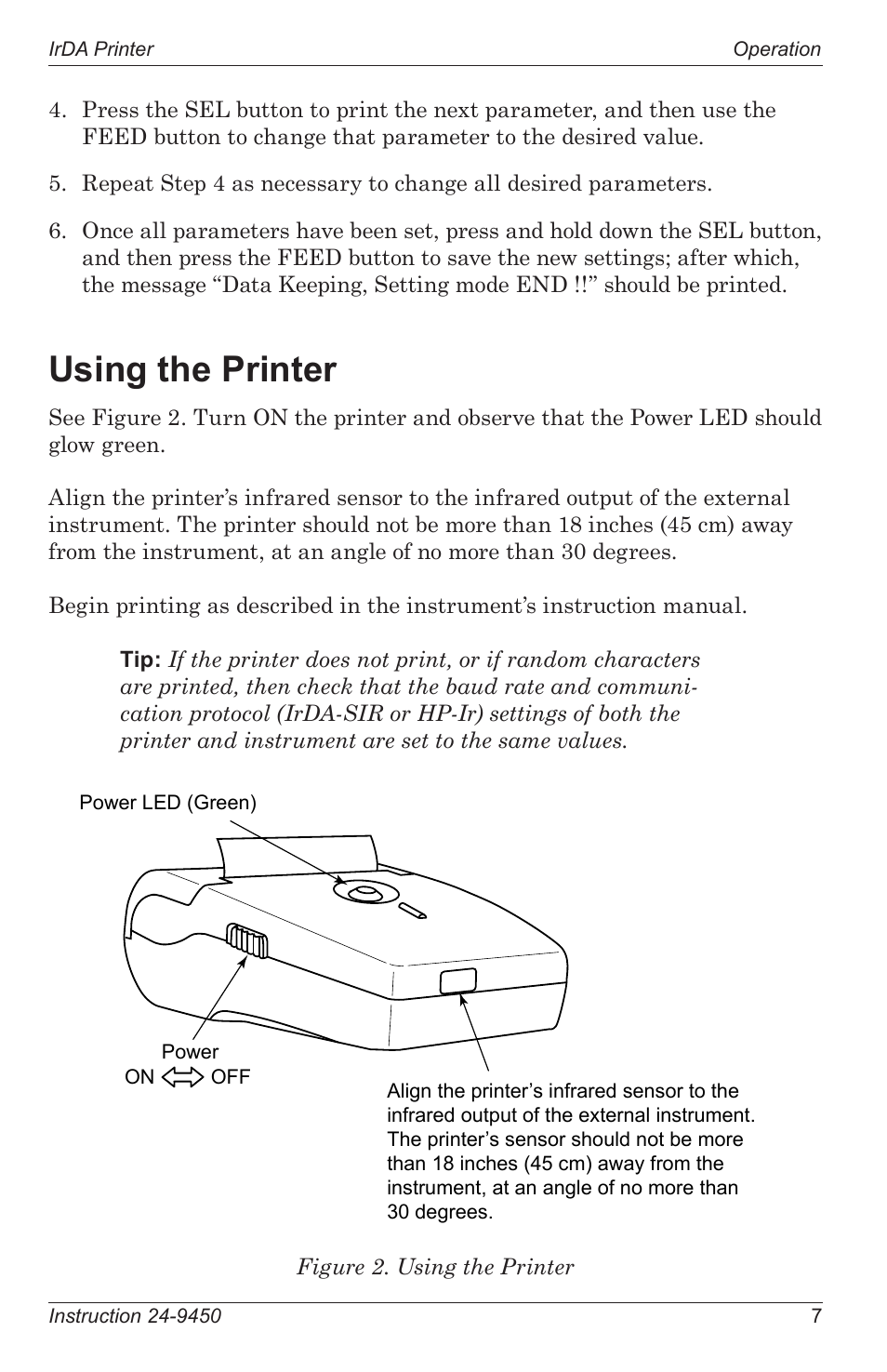 Using the printer | Bacharach Infrared Printer User Manual | Page 11 / 16