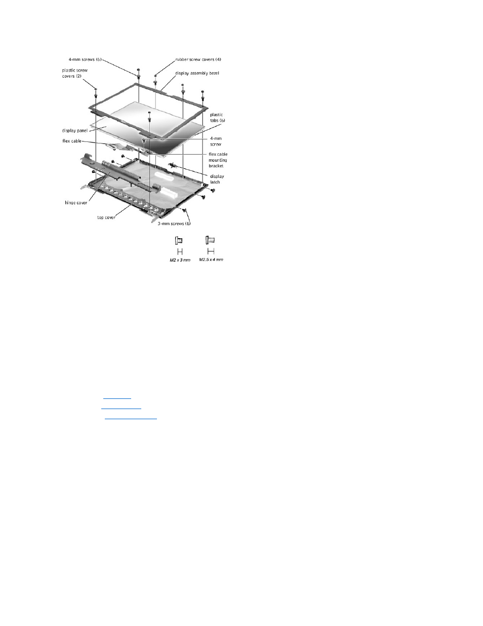 Removing the display assembly bezel, Removing the display panel | Dell Latitude C810 User Manual | Page 14 / 28