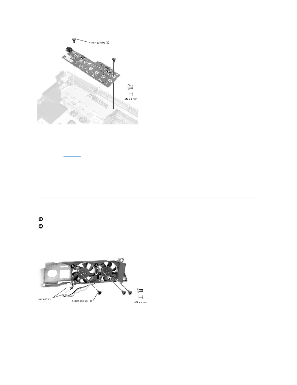 Fan assembly, Removing the led board, Replacing the led board | Removing the fan assembly | Dell Latitude C810 User Manual | Page 25 / 28