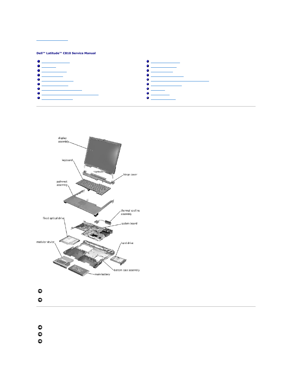 Removing and replacing parts, System components, Hard drive | Dell Latitude C810 User Manual | Page 5 / 28