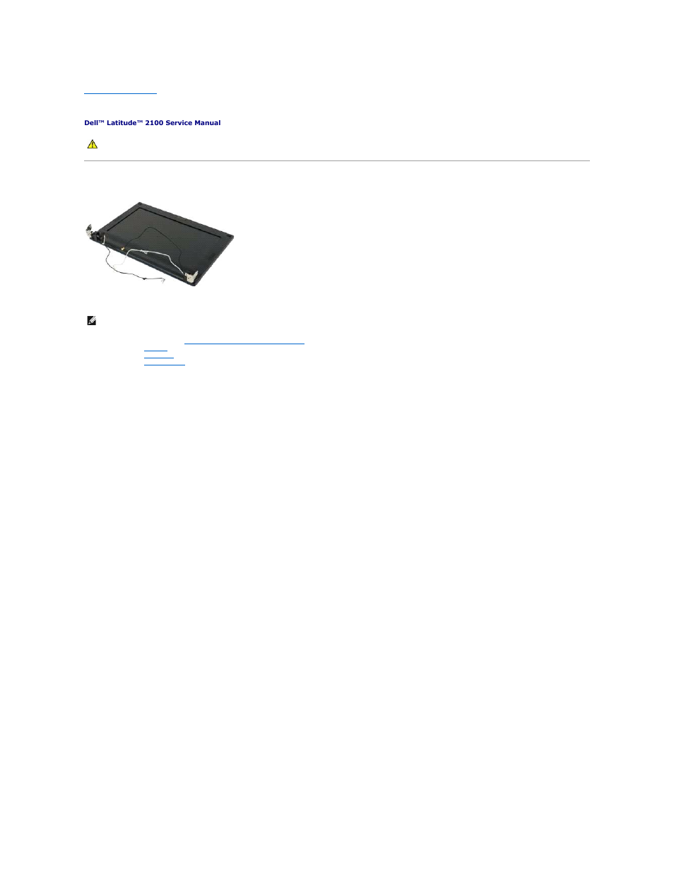 Display assembly, Removing the display assembly | Dell Latitude 2100 (Mid 2009) User Manual | Page 22 / 37