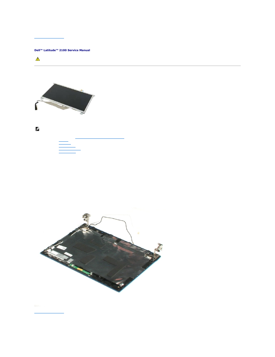 Display panel, Removing the display panel | Dell Latitude 2100 (Mid 2009) User Manual | Page 26 / 37