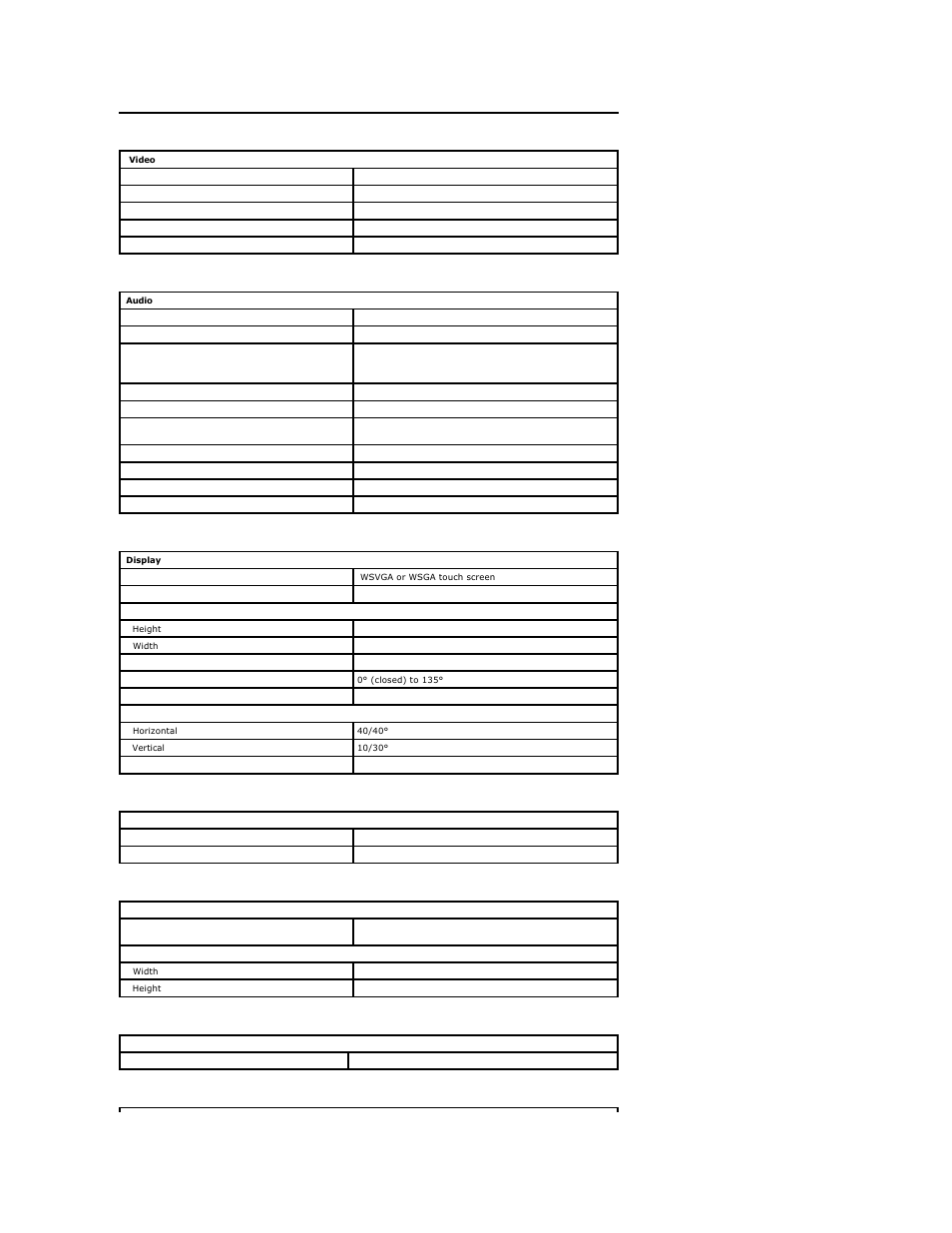 Audio, Keyboard, Video | Display, Touch pad, Camera | Dell Latitude 2100 (Mid 2009) User Manual | Page 9 / 37