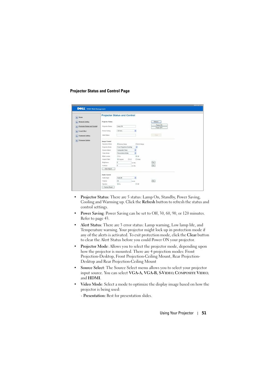 Dell 1510X Projector User Manual | Page 51 / 80