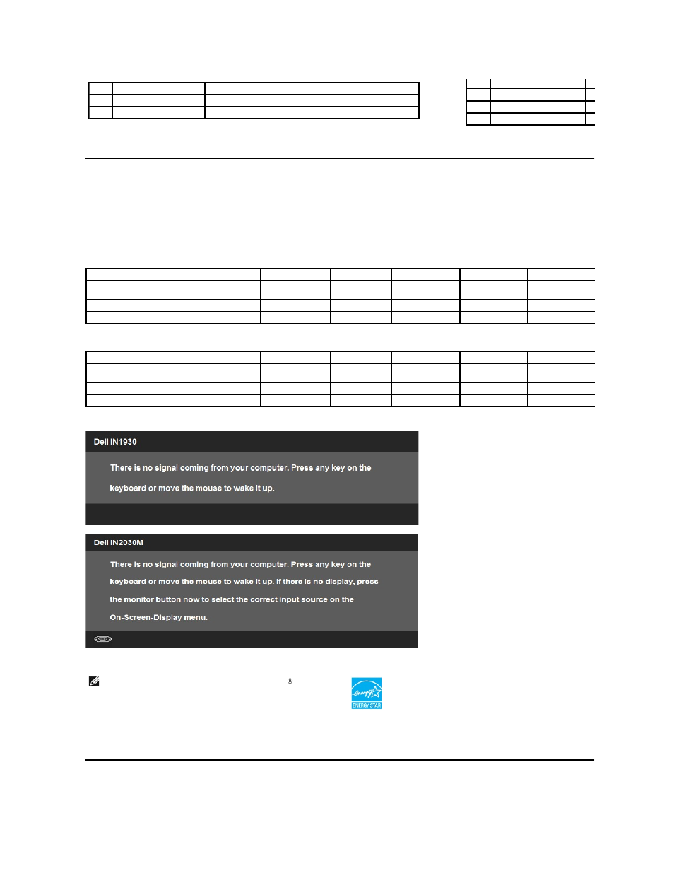 Monitor specifications, Power management modes, Pin assignments | Dell IN1930 Monitor User Manual | Page 5 / 41