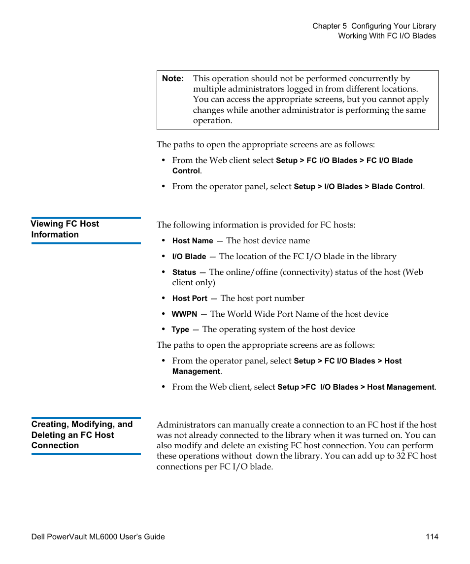 Viewing fc host information | Dell PowerVault ML6000 User Manual | Page 114 / 438