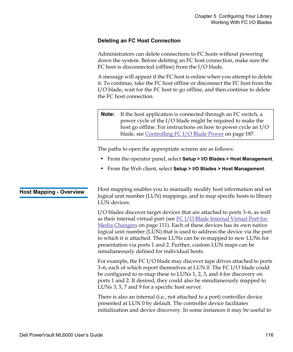 Host mapping - overview | Dell PowerVault ML6000 User Manual | Page 116 / 438