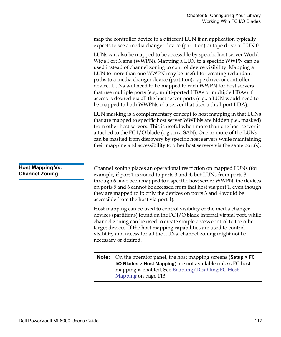 Host mapping vs. channel zoning | Dell PowerVault ML6000 User Manual | Page 117 / 438