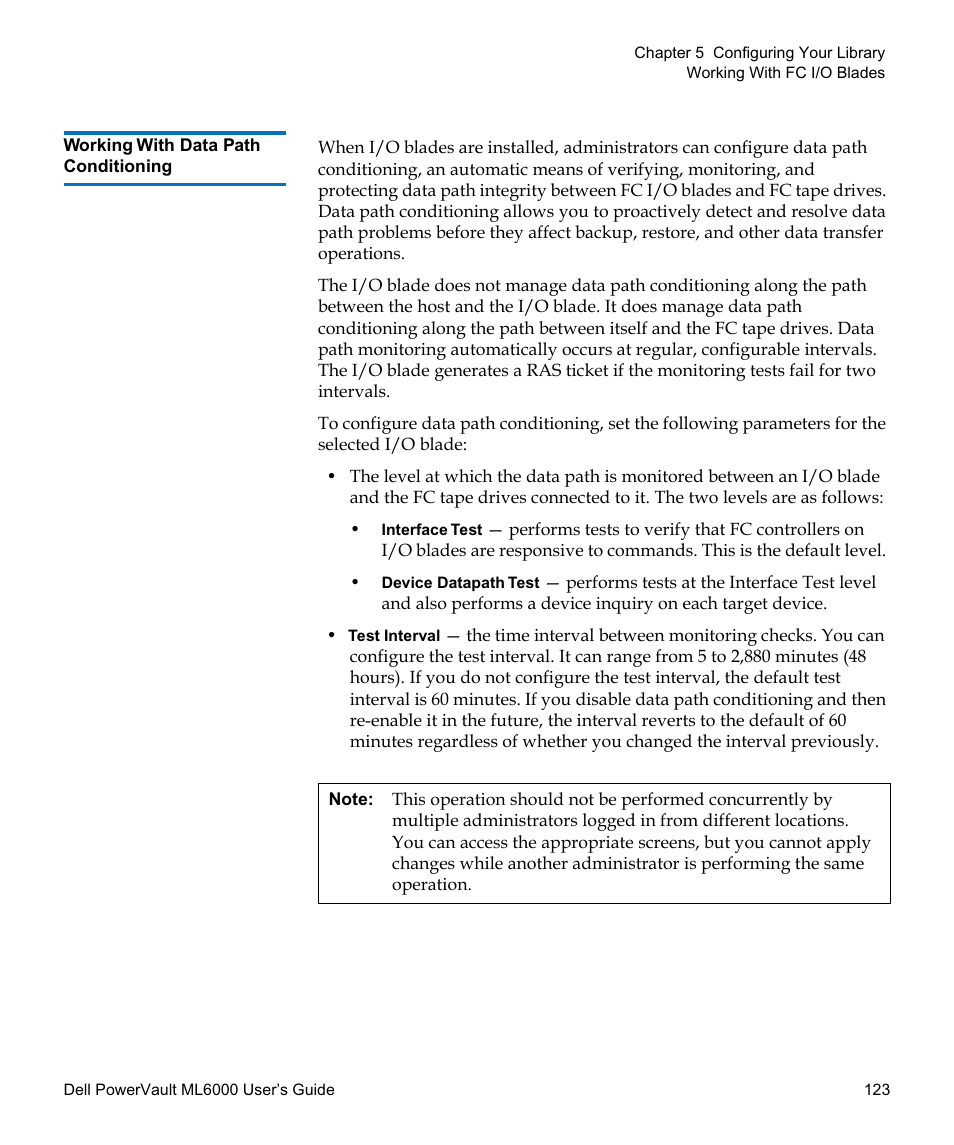 Working with data path conditioning | Dell PowerVault ML6000 User Manual | Page 123 / 438