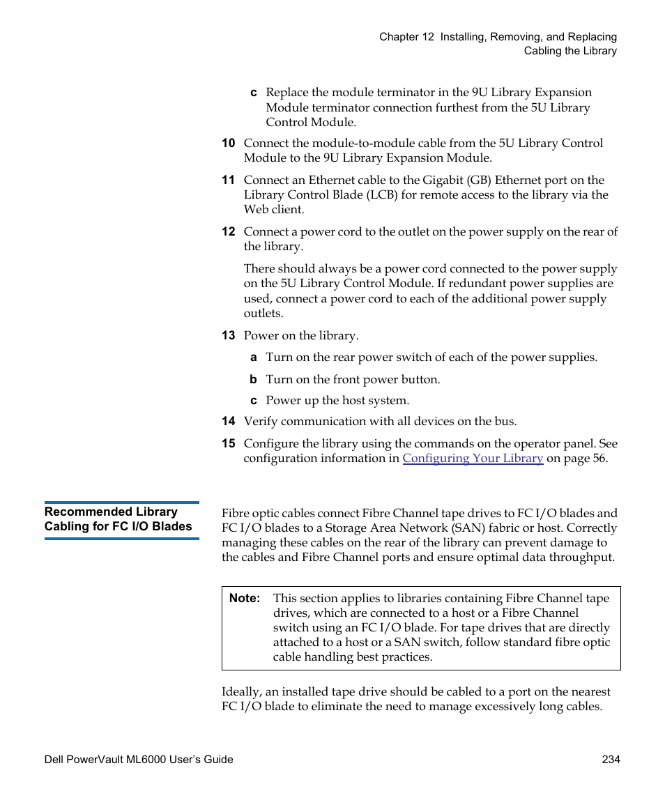 Recommended library cabling for fc i/o blades | Dell PowerVault ML6000 User Manual | Page 234 / 438