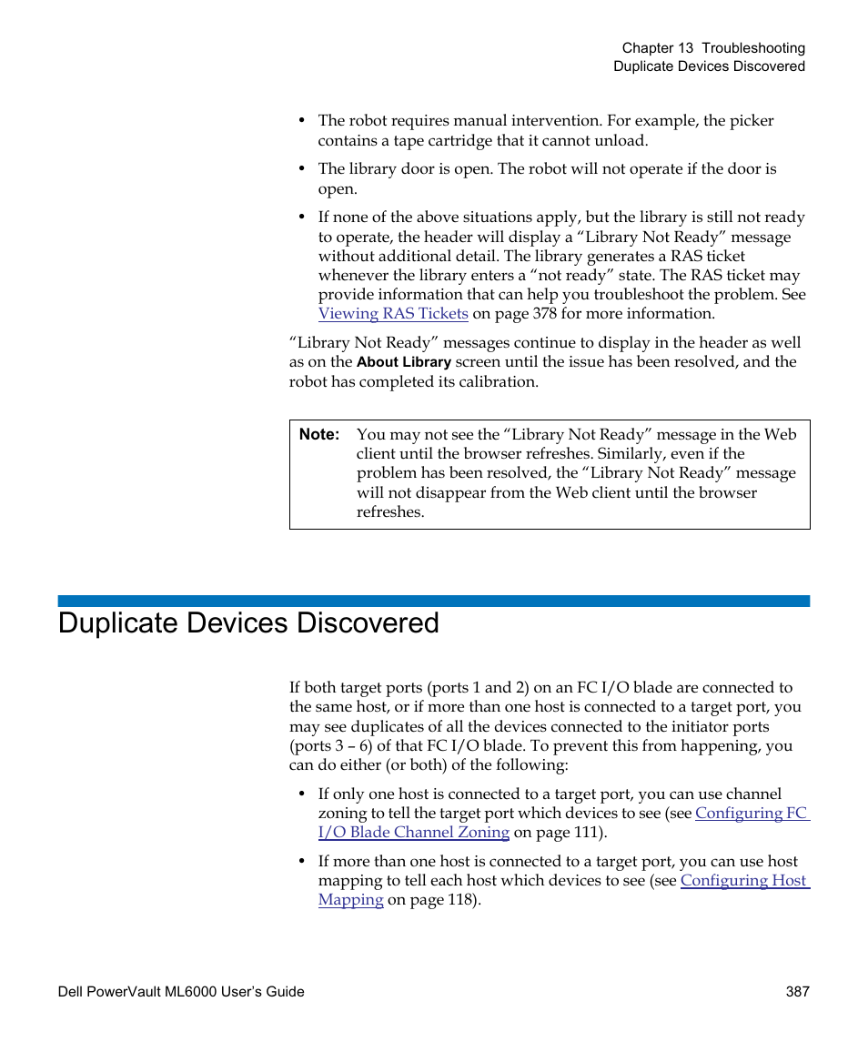 Duplicate devices discovered | Dell PowerVault ML6000 User Manual | Page 387 / 438