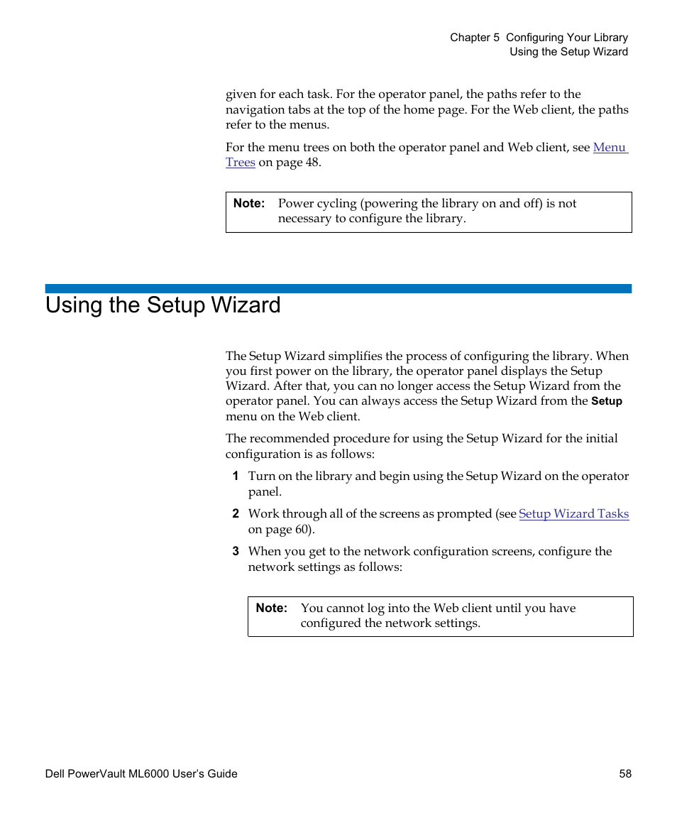 Using the setup wizard | Dell PowerVault ML6000 User Manual | Page 58 / 438
