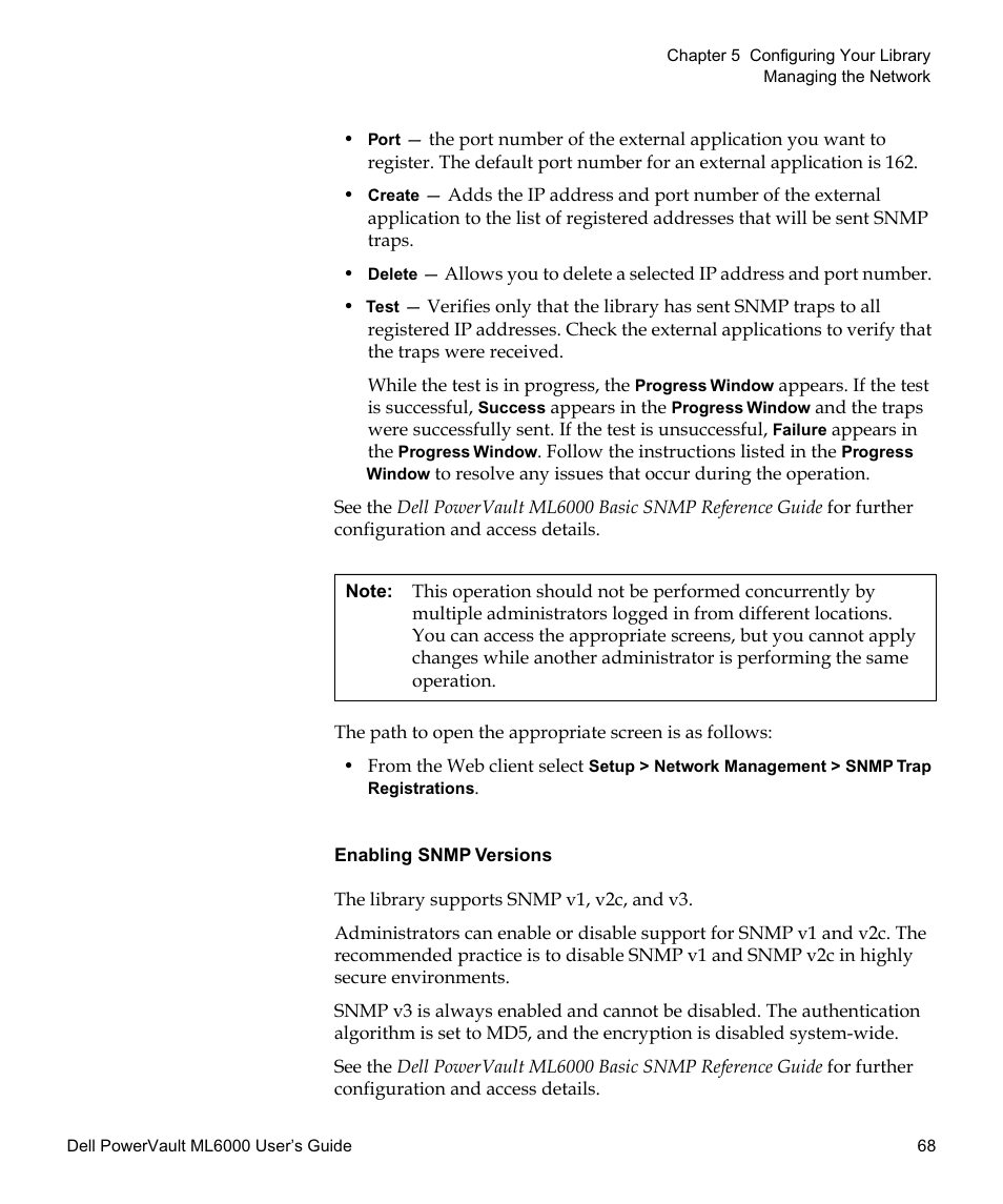 Enabling snmp versions | Dell PowerVault ML6000 User Manual | Page 68 / 438