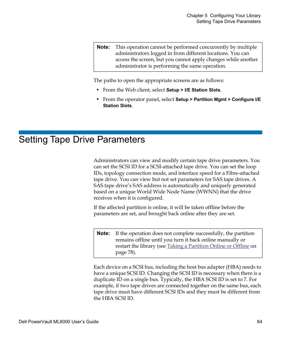 Setting tape drive parameters | Dell PowerVault ML6000 User Manual | Page 84 / 438