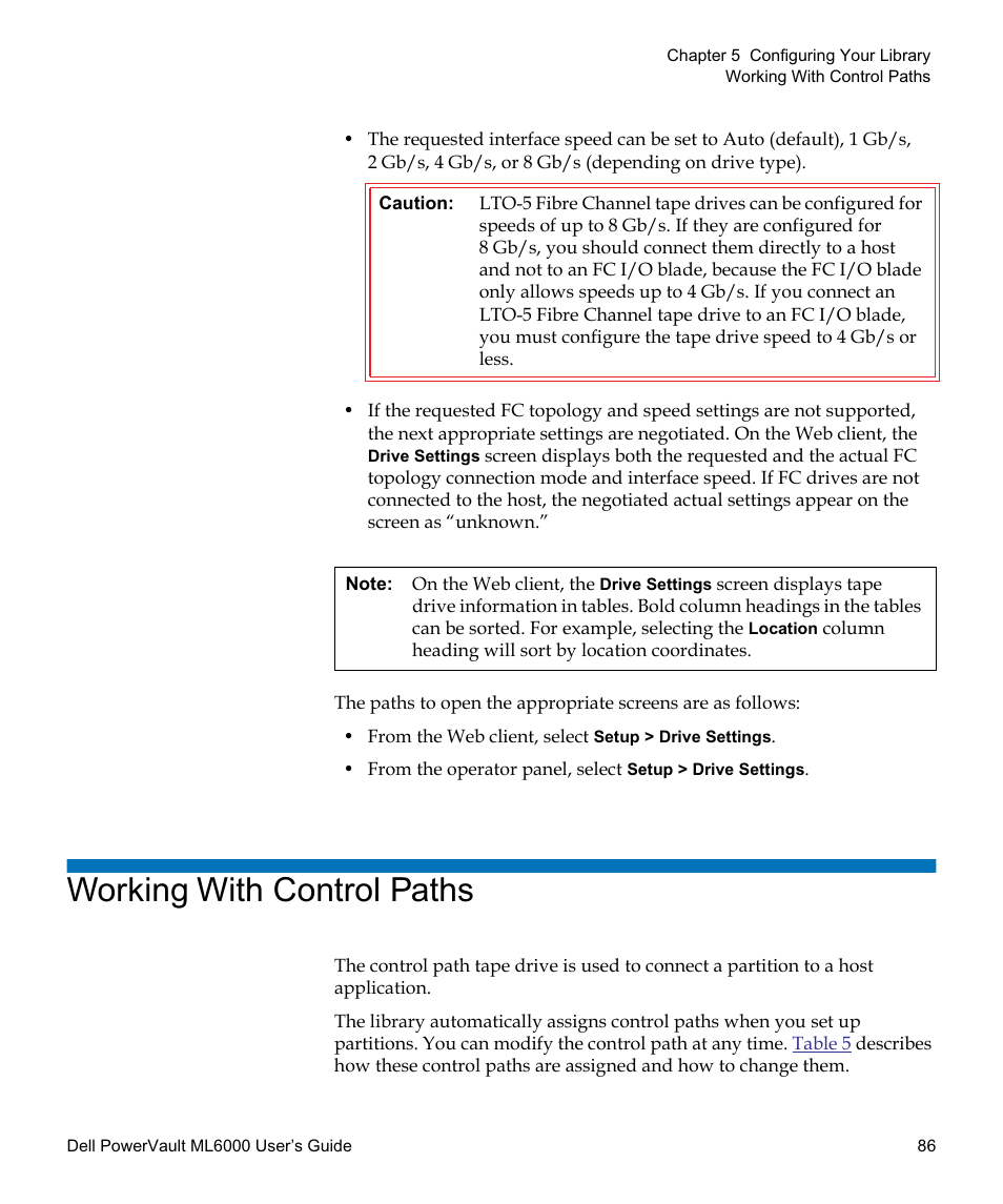 Working with control paths, Paths. see | Dell PowerVault ML6000 User Manual | Page 86 / 438