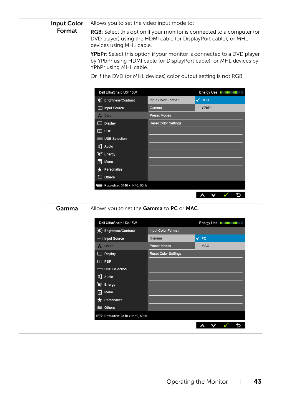 Dell UltraSharp 34 Curved Monitor User Manual | Page 43 / 69