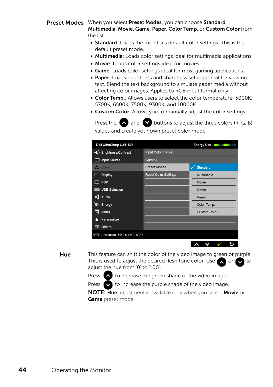 Dell UltraSharp 34 Curved Monitor User Manual | Page 44 / 69