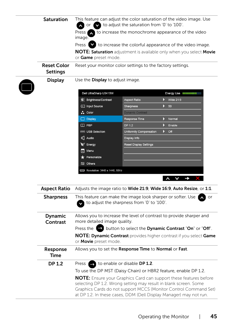 Dell UltraSharp 34 Curved Monitor User Manual | Page 45 / 69
