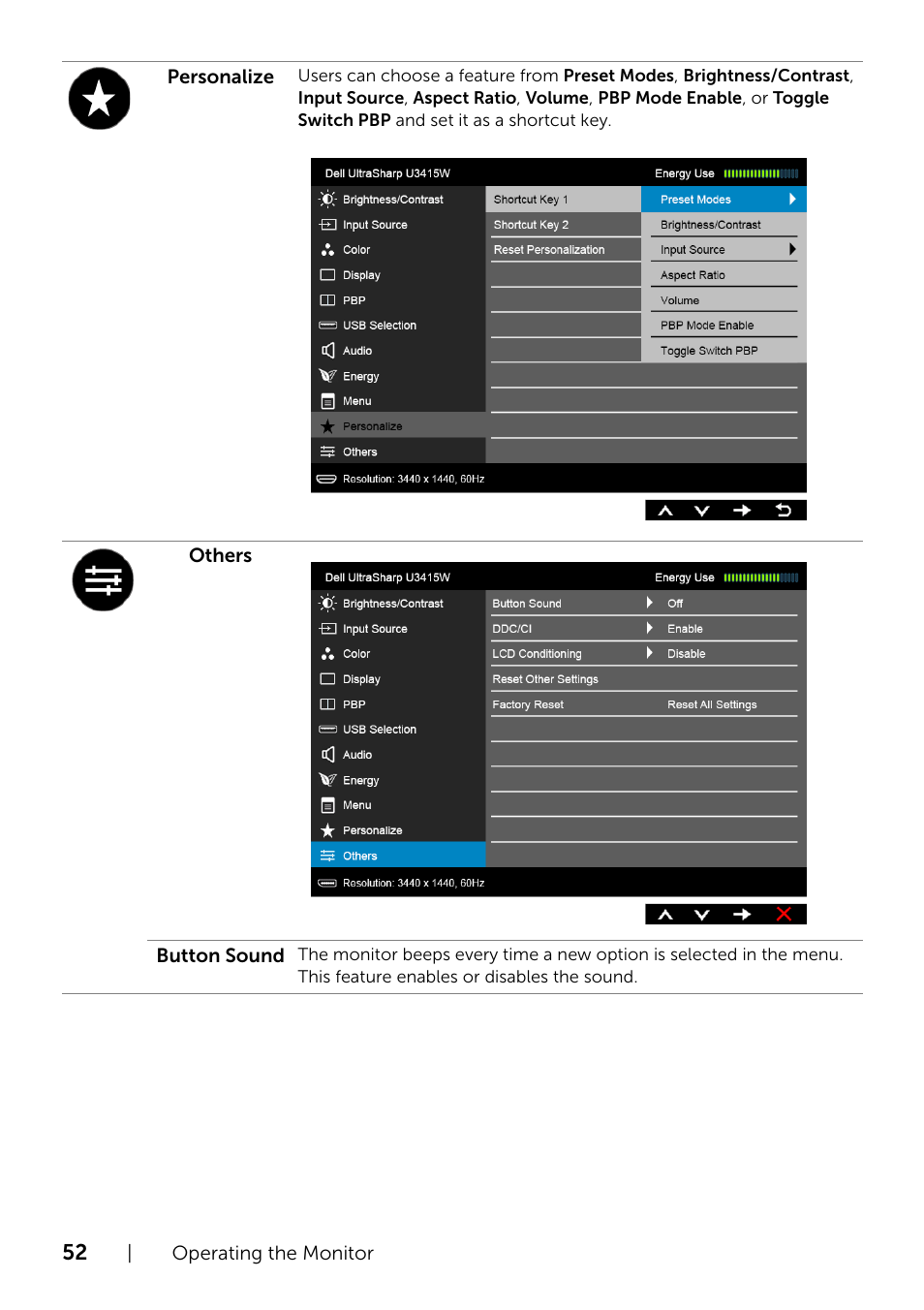 Dell UltraSharp 34 Curved Monitor User Manual | Page 52 / 69