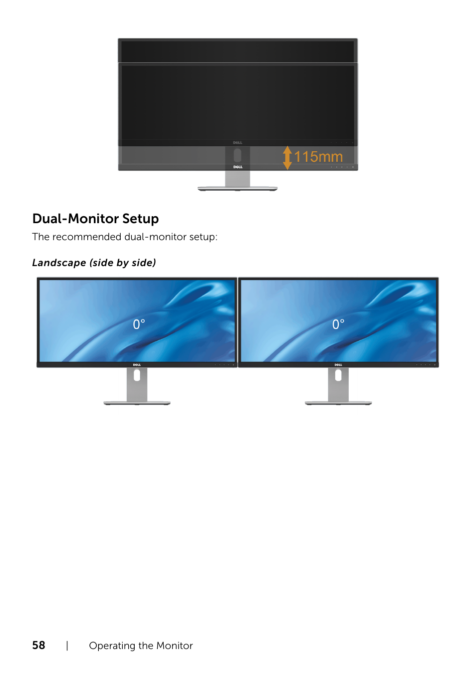Dual-monitor setup | Dell UltraSharp 34 Curved Monitor User Manual | Page 58 / 69