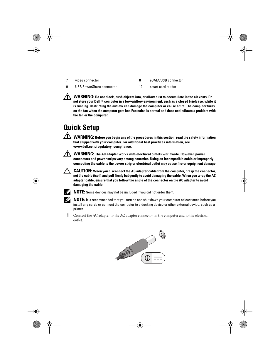 Quick setup | Dell Latitude E6400 User Manual | Page 3 / 8