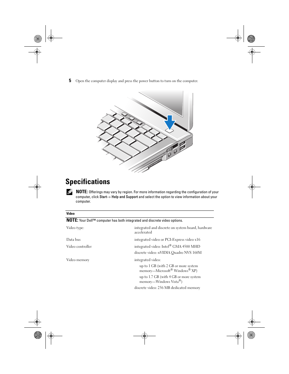 Specifications | Dell Latitude E6400 User Manual | Page 5 / 8