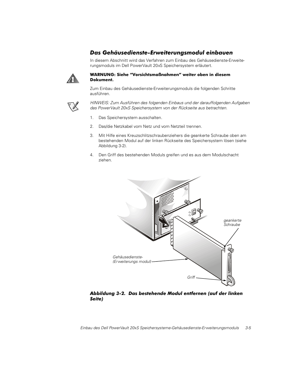 Das gehäusedienste-erweiterungsmodul einbauen | Dell PowerVault 201S (SCSI) User Manual | Page 31 / 48