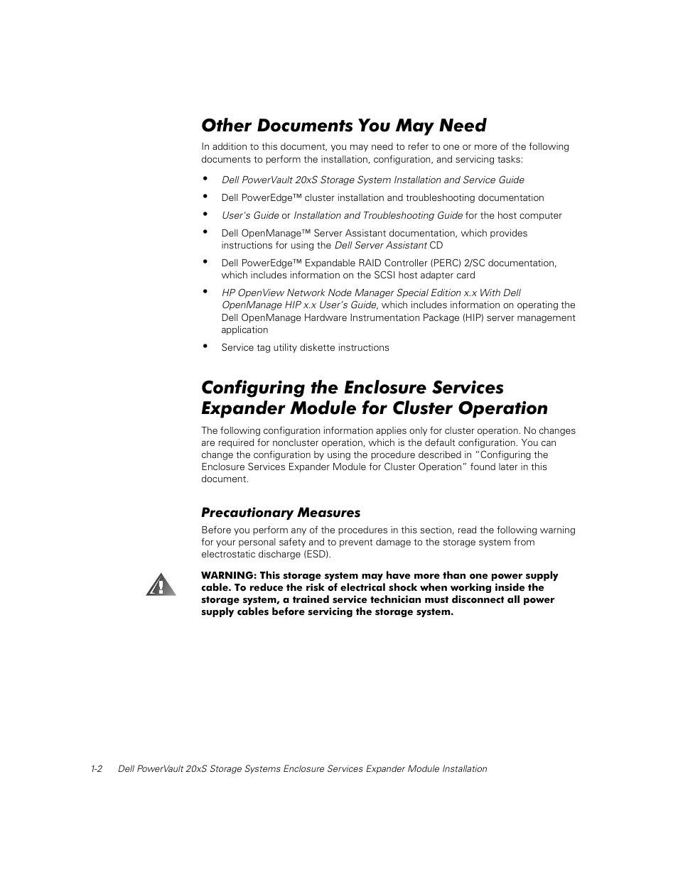 Other documents you may need, Precautionary measures | Dell PowerVault 201S (SCSI) User Manual | Page 4 / 48