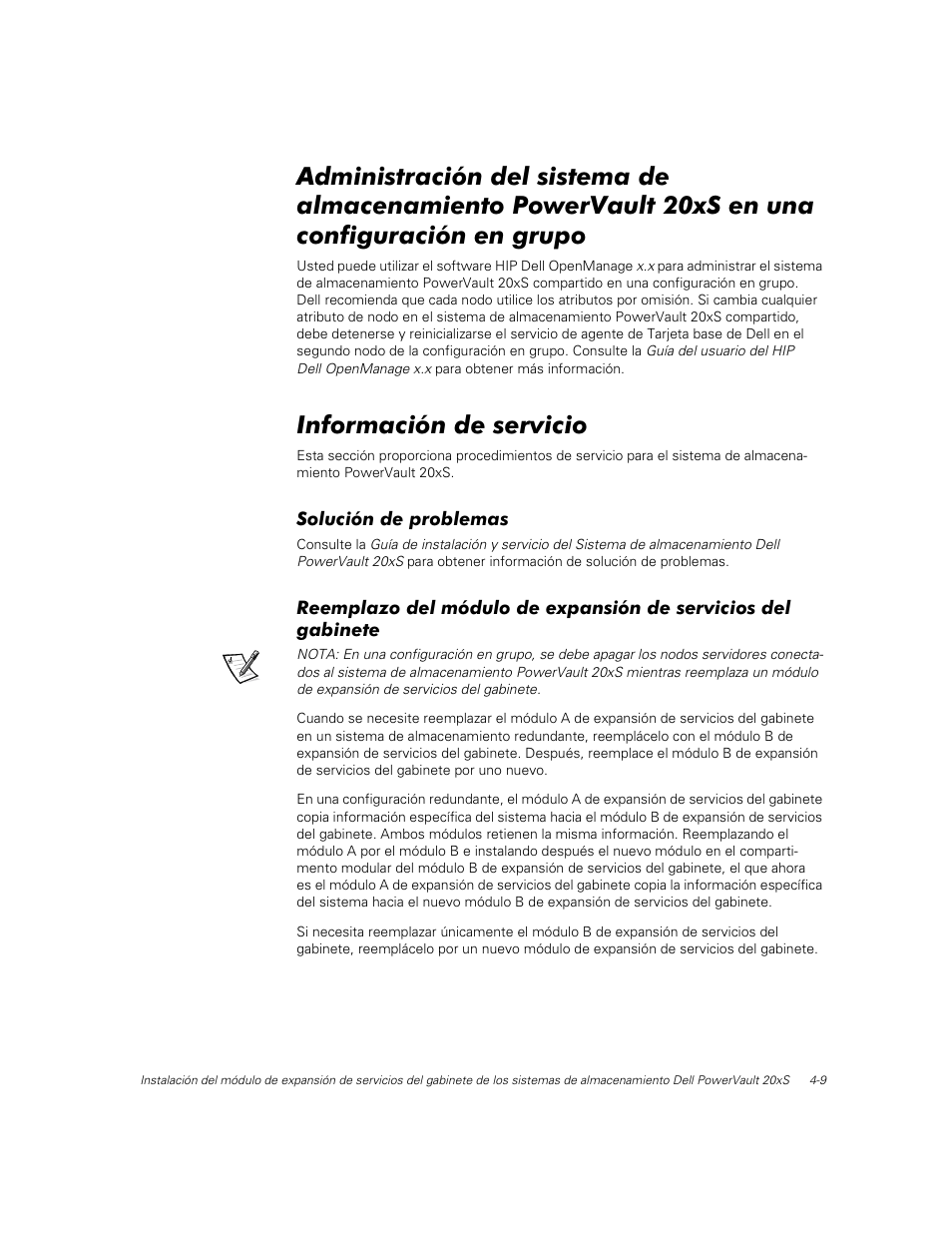 Información de servicio, Solución de problemas | Dell PowerVault 201S (SCSI) User Manual | Page 47 / 48