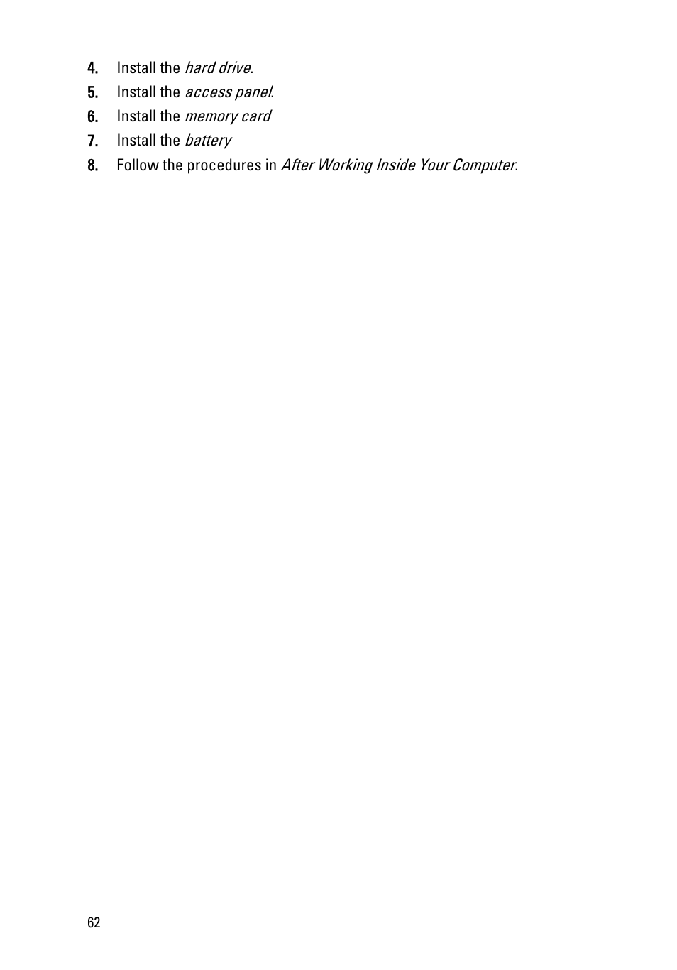 Dell Vostro 3350 (Early 2011) User Manual | Page 62 / 113