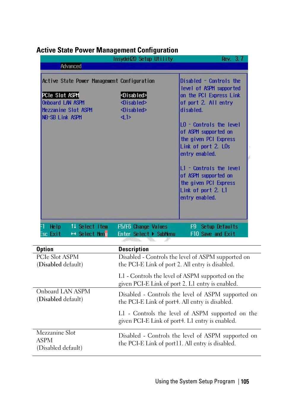 Active state power management configuration | Dell PowerEdge C6220 II User Manual | Page 105 / 349